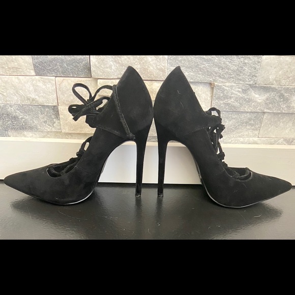 Shiekh Velvet Lace-Up Heels - Picture 1 of 7
